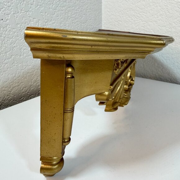 Vtg Dart Ind. Wall Shelf #3056 Gold Ornate Hollywood Regency MCM Roses Gilt USA - Picture 13 of 16
